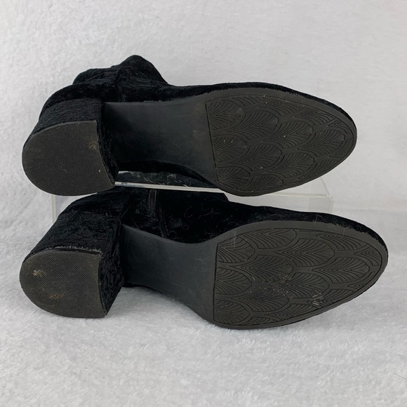 SO Womens Heeled Black Cut Velvety Fabric Ankle Boots Side Zip Chunky Heel US 10 - Picture 6 of 12
